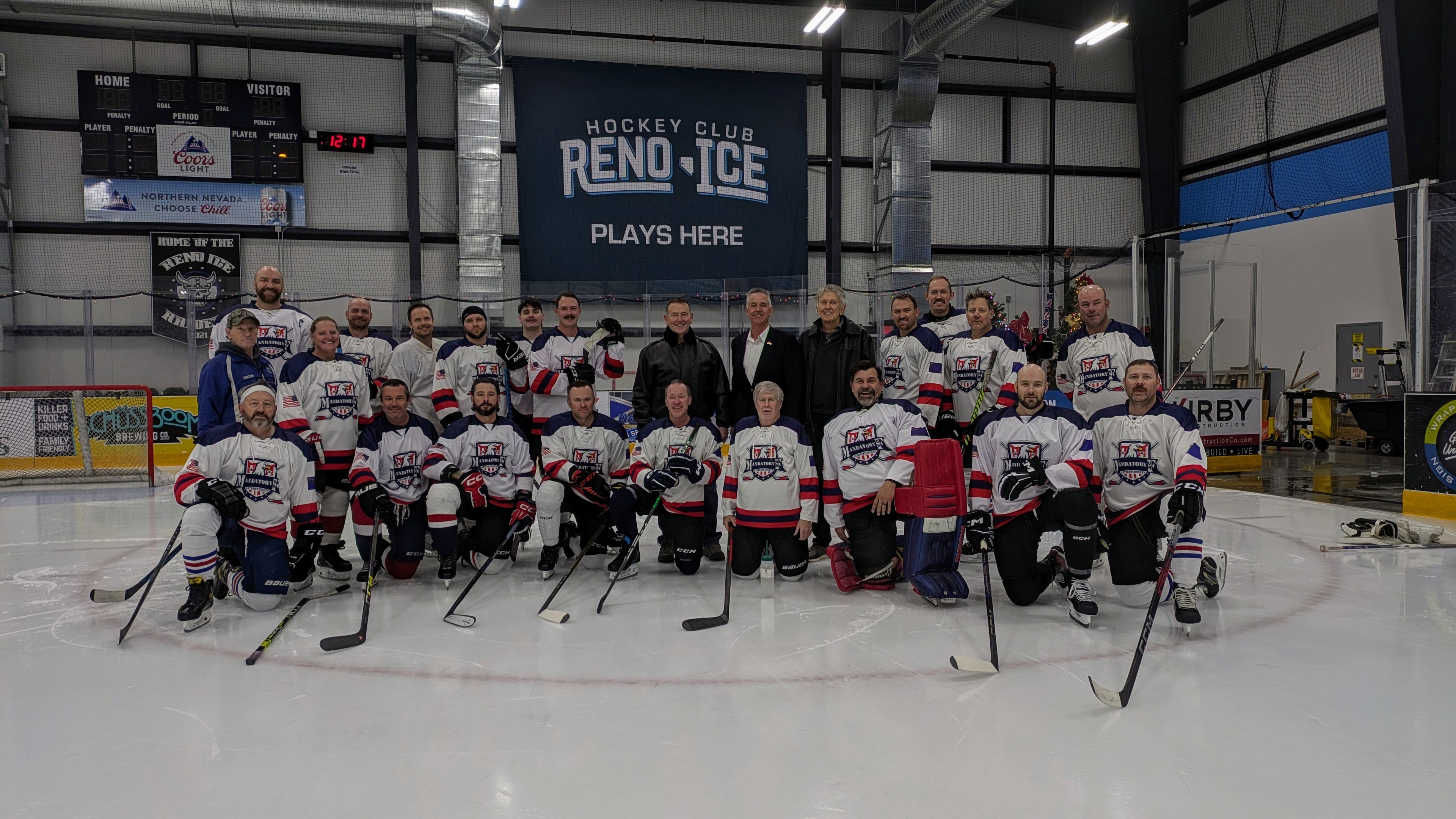 Nevada Veterans Hockey Club players in action - supporting military veterans through hockey community in Reno
